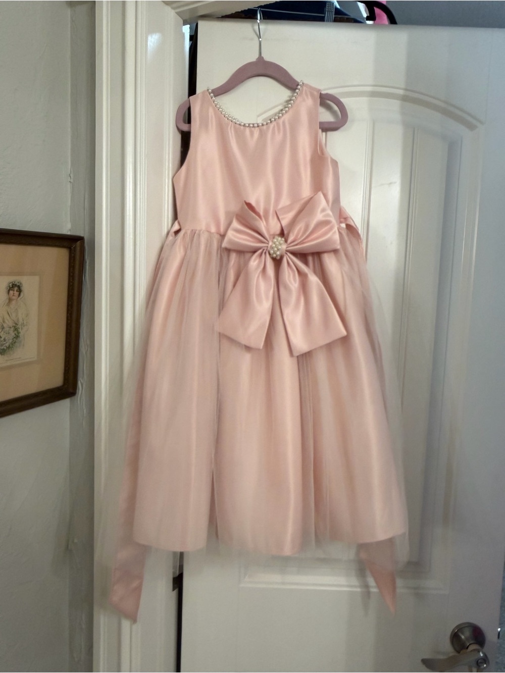 Girls' Pink Satin Flower Girl Dress